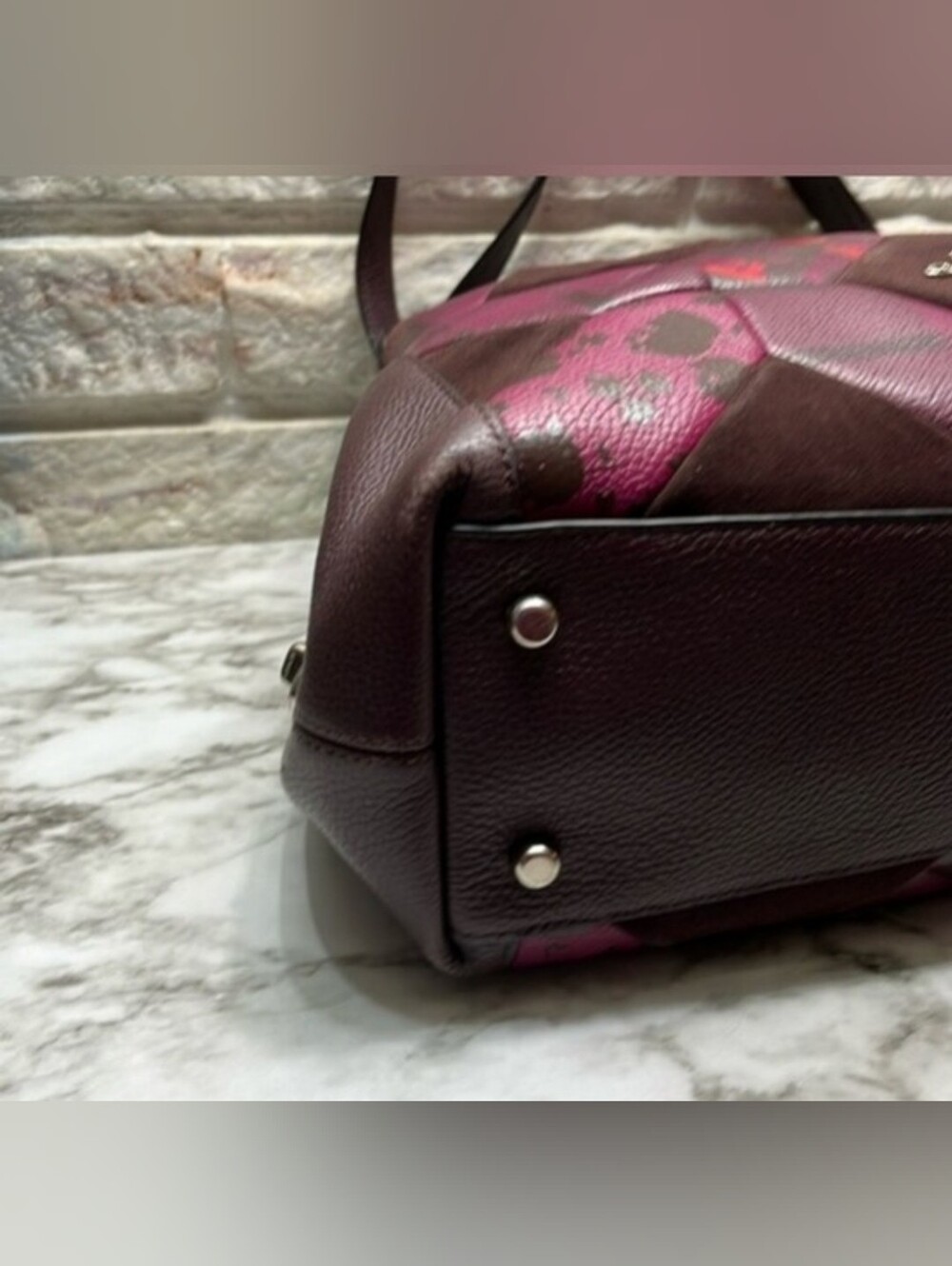 Coach 36519 Patchwork Rogue Tote / Shoulder Bag - Purple Multi Suede & Leather - Picture 12 of 15
